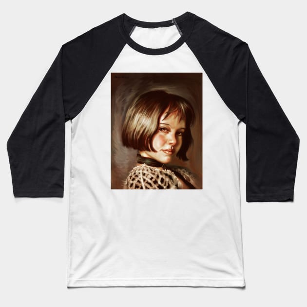 Mathilda portrait Baseball T-Shirt by Artofokan